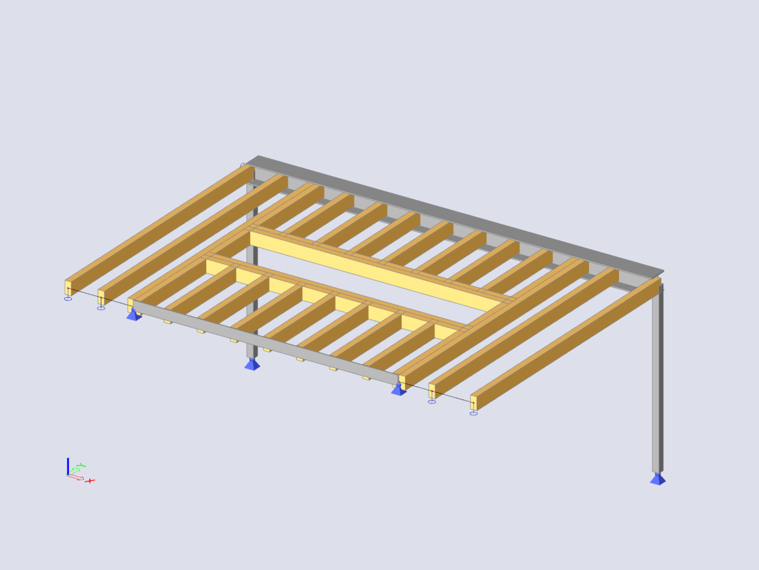 3D model van een overkappingsconstructie
